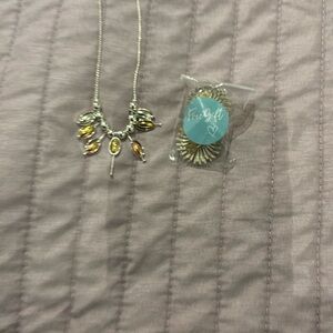 Chic Silver and Gold Charm Necklace - Free clip earrings